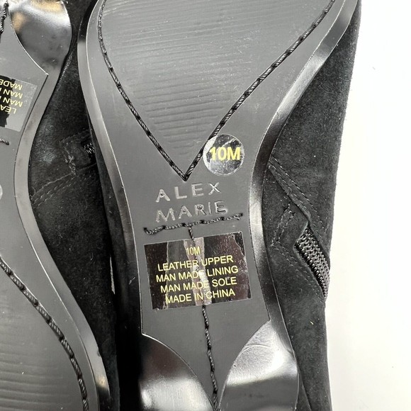 Alex Marie Ankle Bootie Black Suede Leather Side Zip Flower Accent Women's 10 - Picture 6 of 6